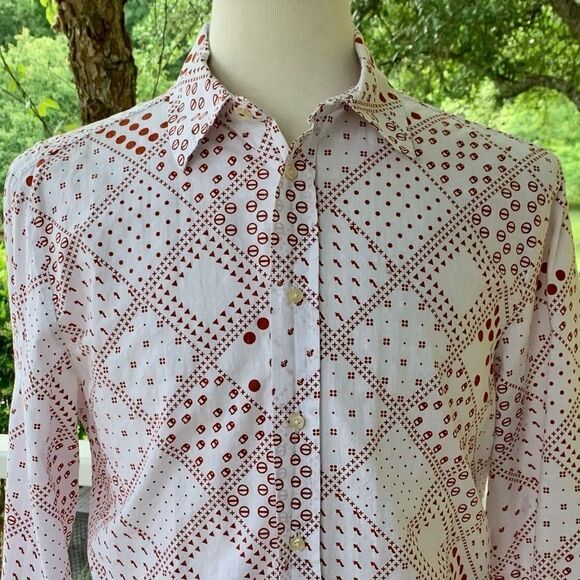 Raen (Italian) Geometric Print L/S Shirt. - Picture 2 of 10